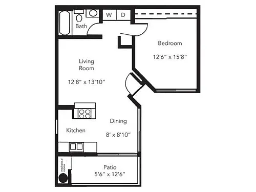 Floor plan 1 BD/1 BA 760 SQFT