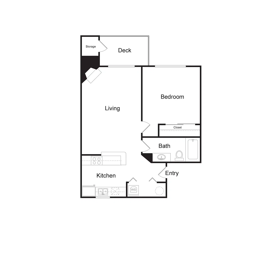Floor plan One Bedroom, One Bathroom (620 sq ft)