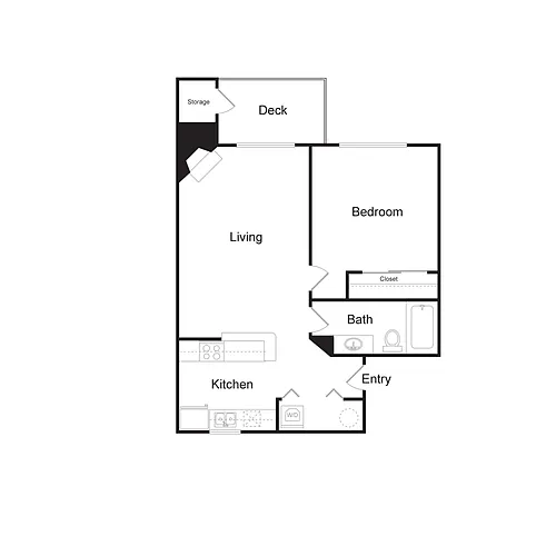 Floor plan One Bedroom, One Bathroom (620 sq ft)