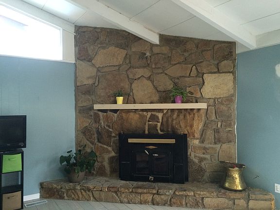 Fireplace in kitchen