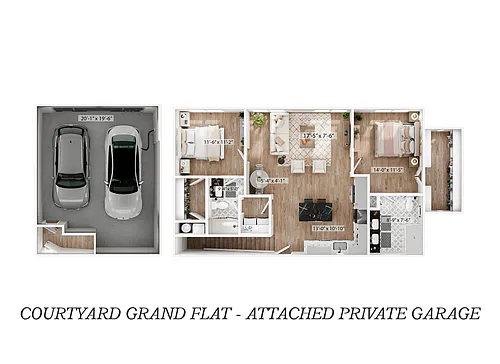 Floor plan Courtyard Grand Flat - Attached Private Garage