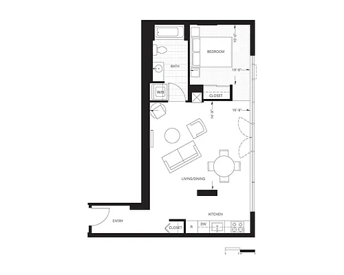 Floor plan 1X1 - F