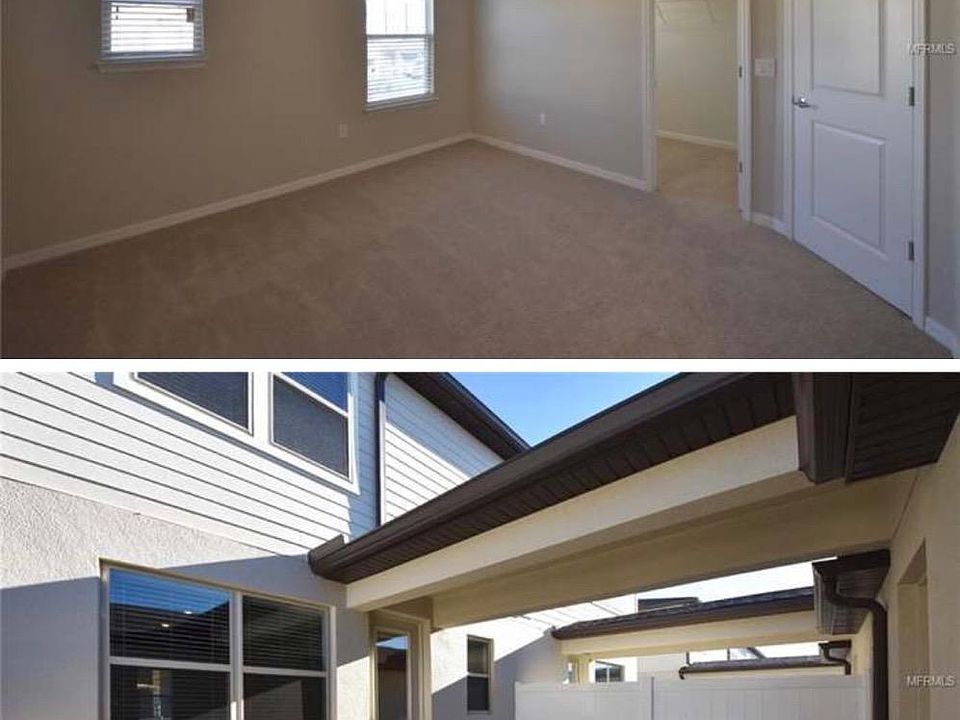 Master bedroom & closet / Back Porch with awning into the Garage.