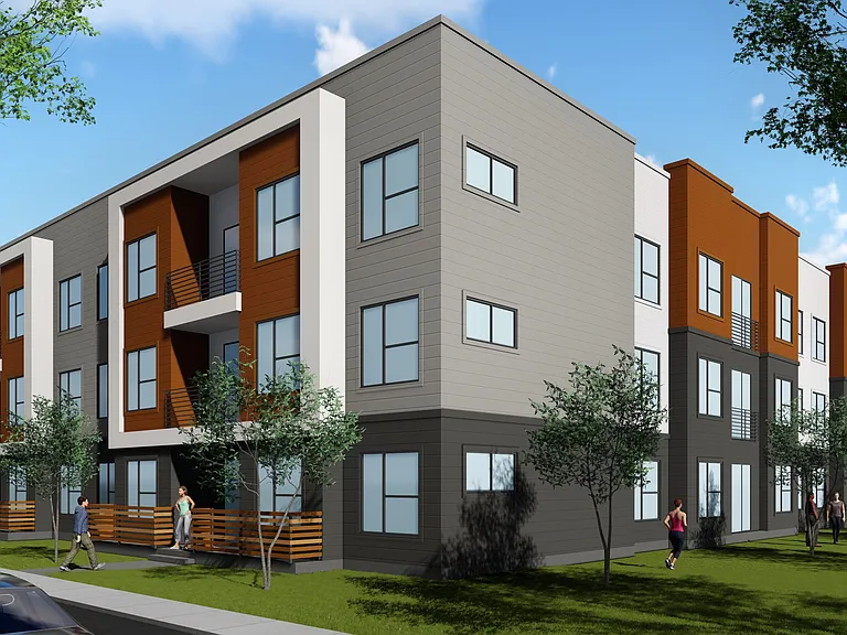 Exterior rendering of building side view