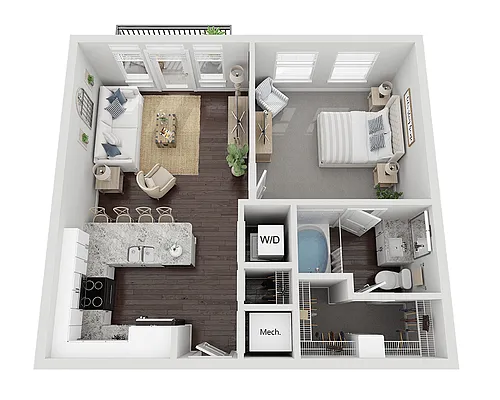 Floor plan One Bedroom A1B