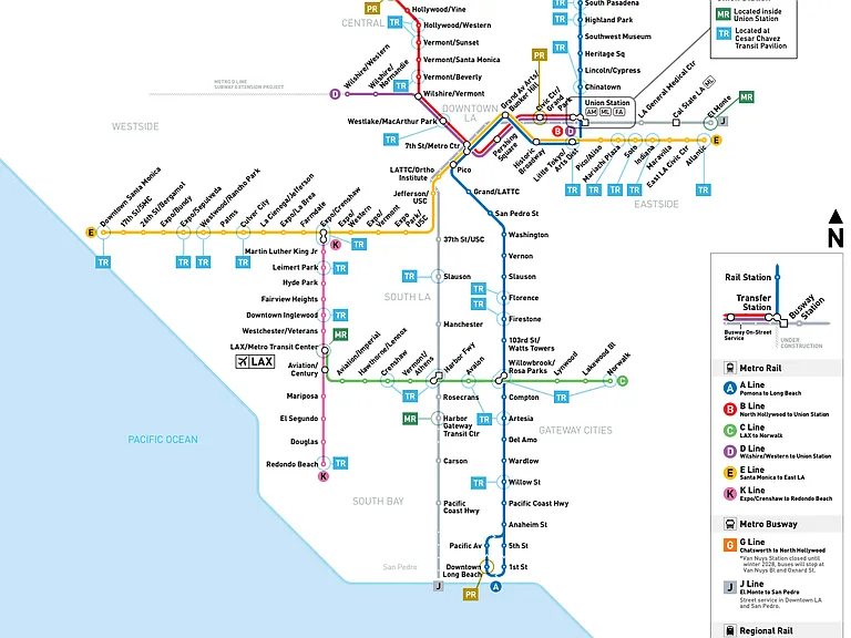 Closest metro for LAX is downtown Longbeach.