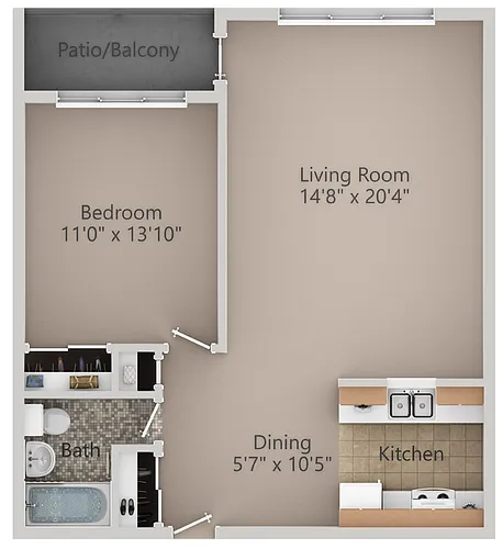Floor plan 1 Bedroom Large