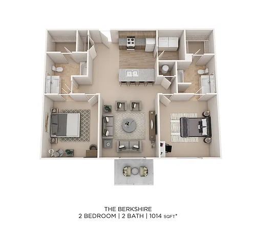 Floor plan Berkshire - 2 Bed 2 Bath 1014 sqft