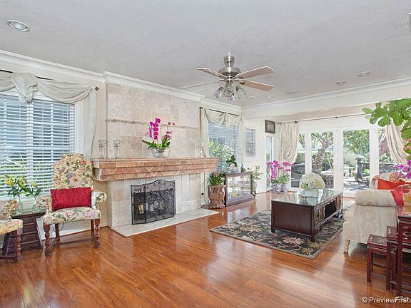 Light filled living room with french doors to patio
