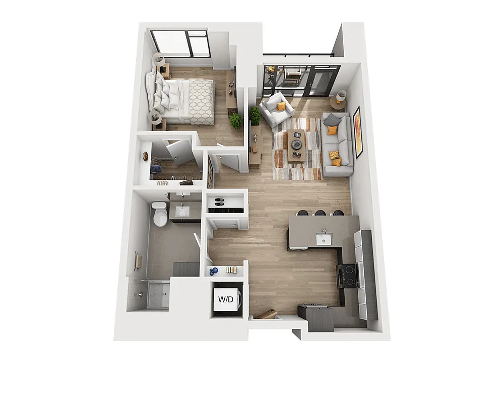 Floor plan One Bedroom A1AK