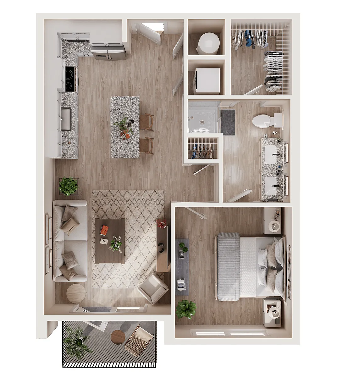 Floor plan A1 One Bedroom / One Bath