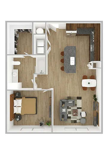 Floor plan 1X1 (A-1; Type A)