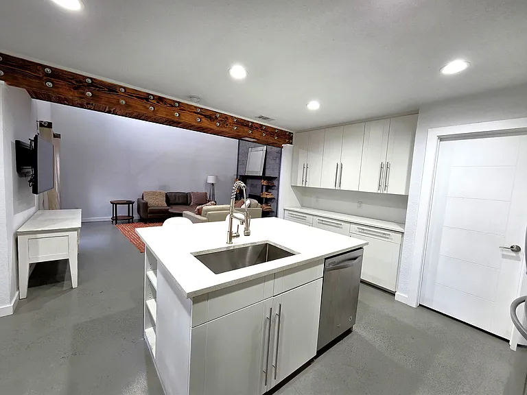 Open spacious kitchen with large center island