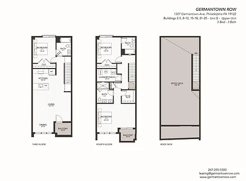 Floor plan Townhome Unit B Interior with Parking
