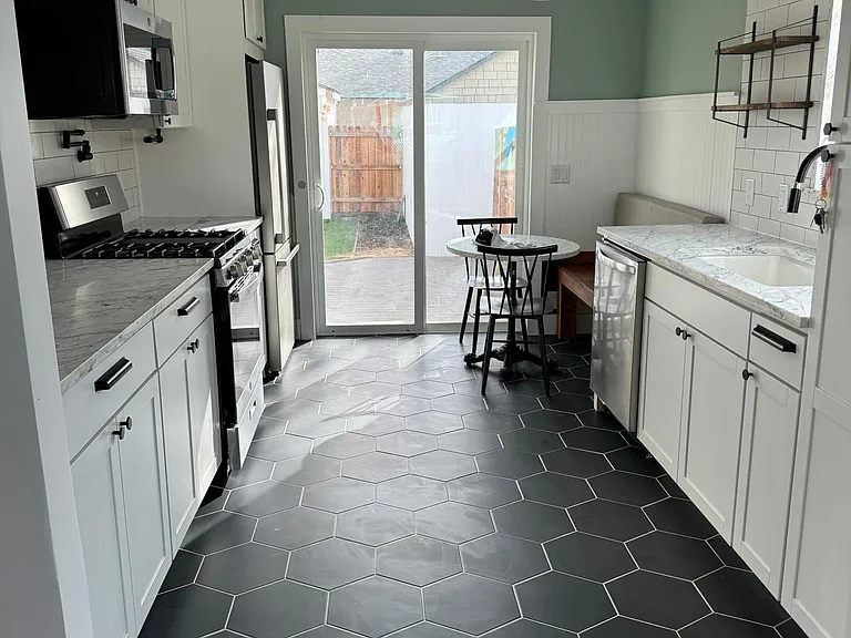 View of kitchen from living room.