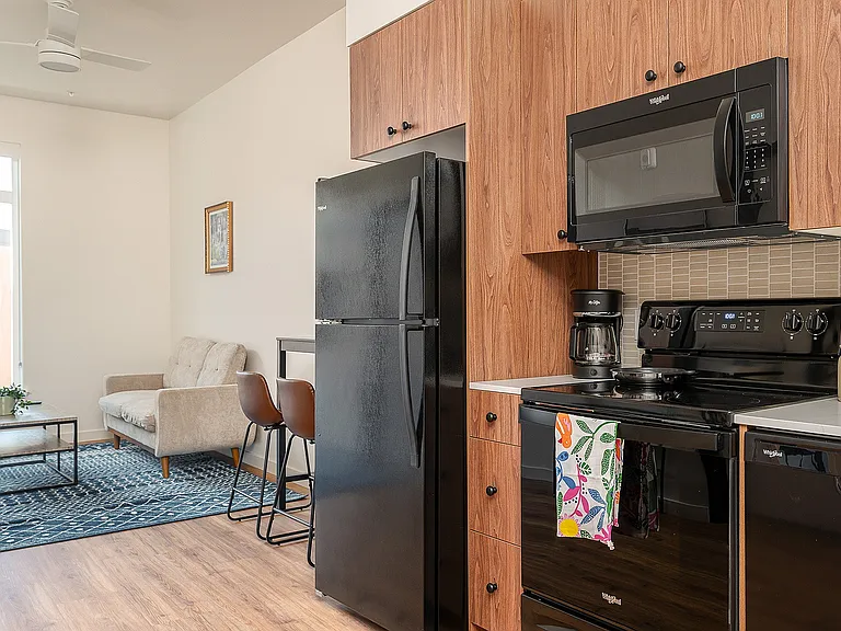 Fully Furnished One-Bedroom, One-Bathroom Floor Plan