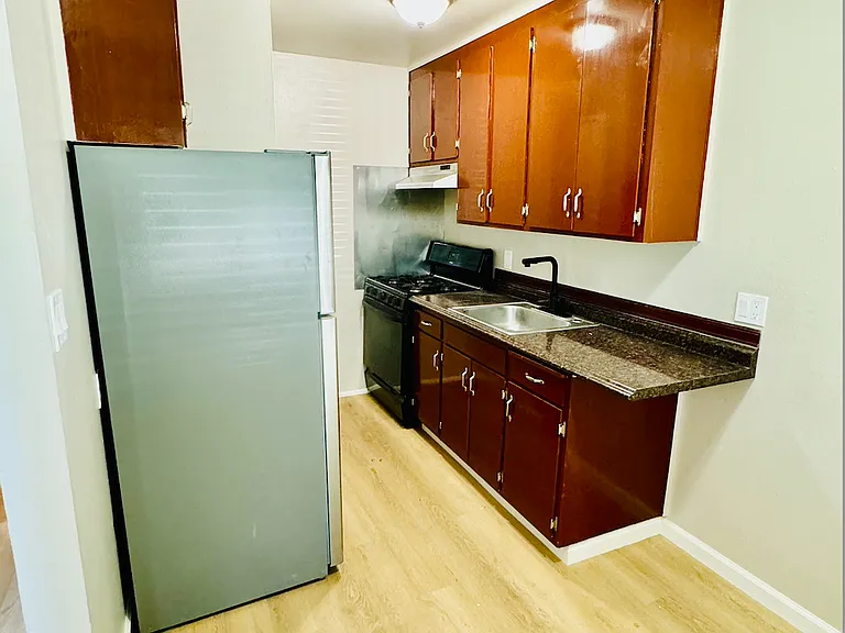 Kitchen with pantry.