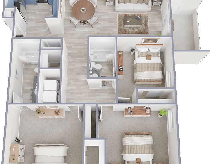 3 Bed 2 Bath Floorplan Diagram