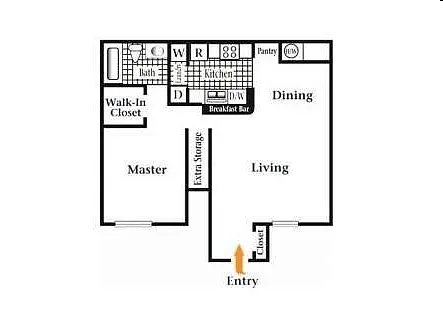 Floor plan 1 Bedroom 1 Bath