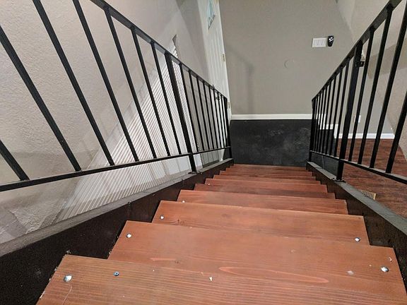 Modern Redwood Floating Staircase