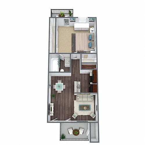 Floor plan A3: 1 Bed 1 Bath