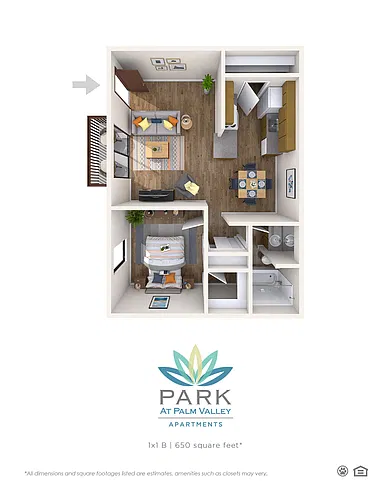 Floor plan 1X1 B