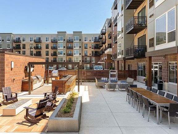 Patio with two outdoor fire tables
