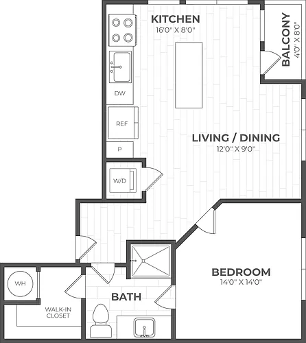 Floor plan 1 Bed/1 Bath-1G