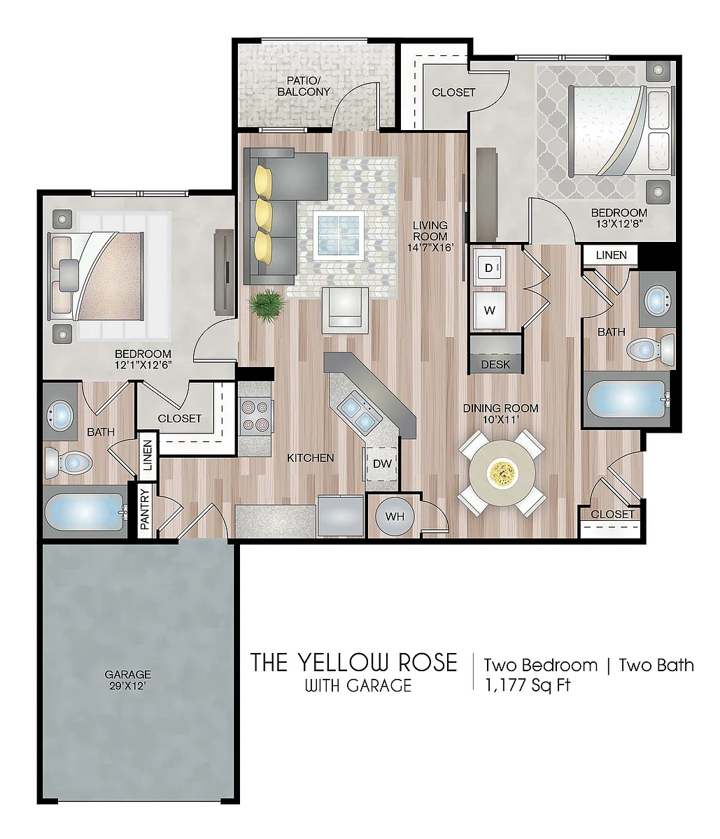 Floor plan The Yellow Rose with Garage - Premium Upgrade