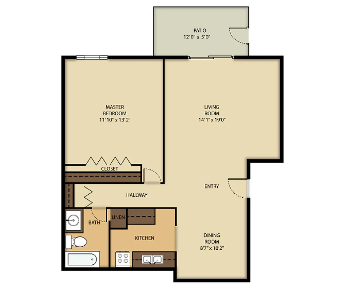 Floor plan 1 Bedroom 1 Bath