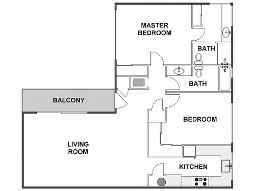 Floor plan 2 Bed / 2 Bath: Type C