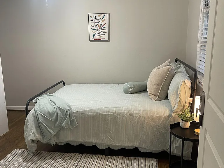 Full size bed with Memory Foam Mattress.