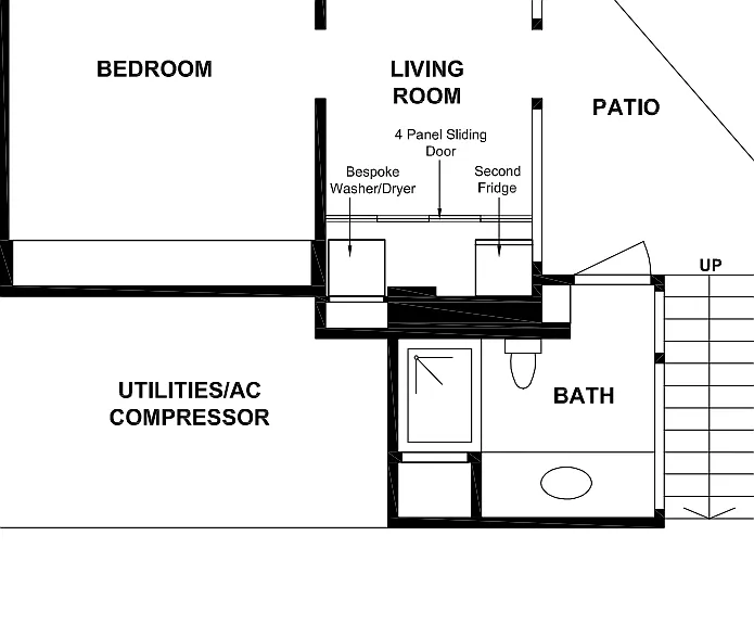Lower Floor accessible from outdoor stair layout