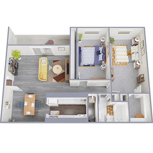 Floor plan 2 Bedroom, 1Bath