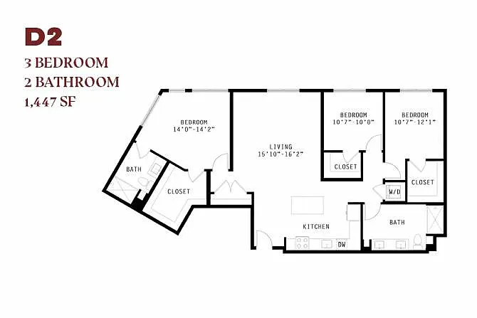 Floor plan Orlo Three Bedroom D2
