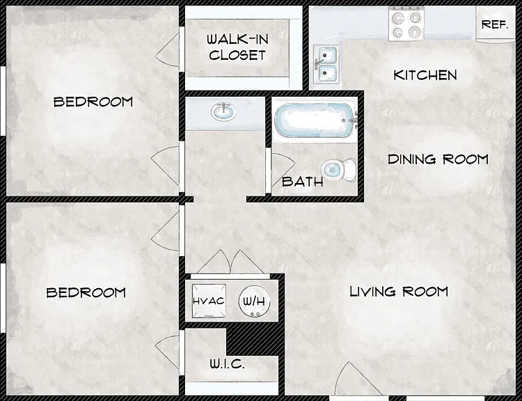 Two Bedroom B Floorplan Diagram