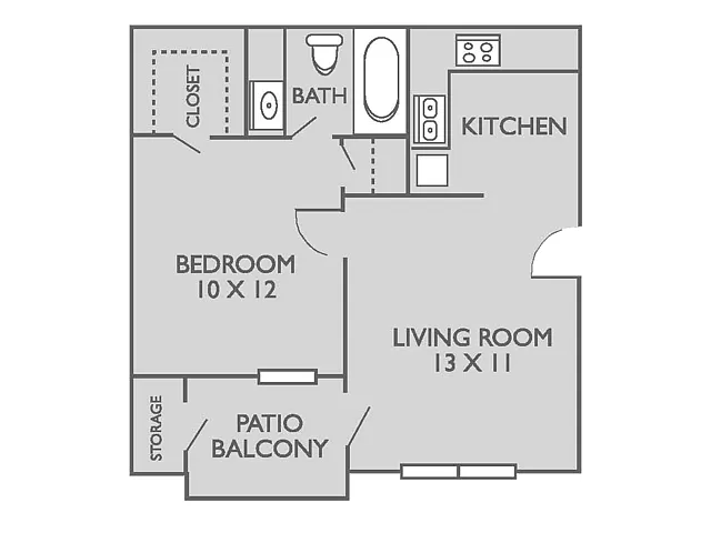 Floor plan 1 Bed, 1 Bath A