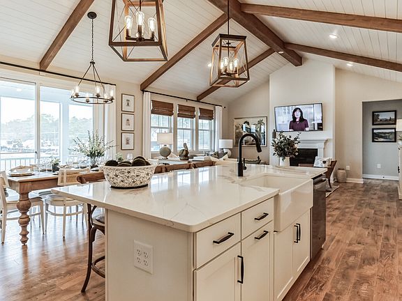 Vaulted ceiling with stained ceiling beams