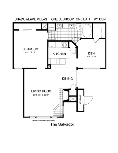 Floor plan One Bedroom with Den - Call for Availability