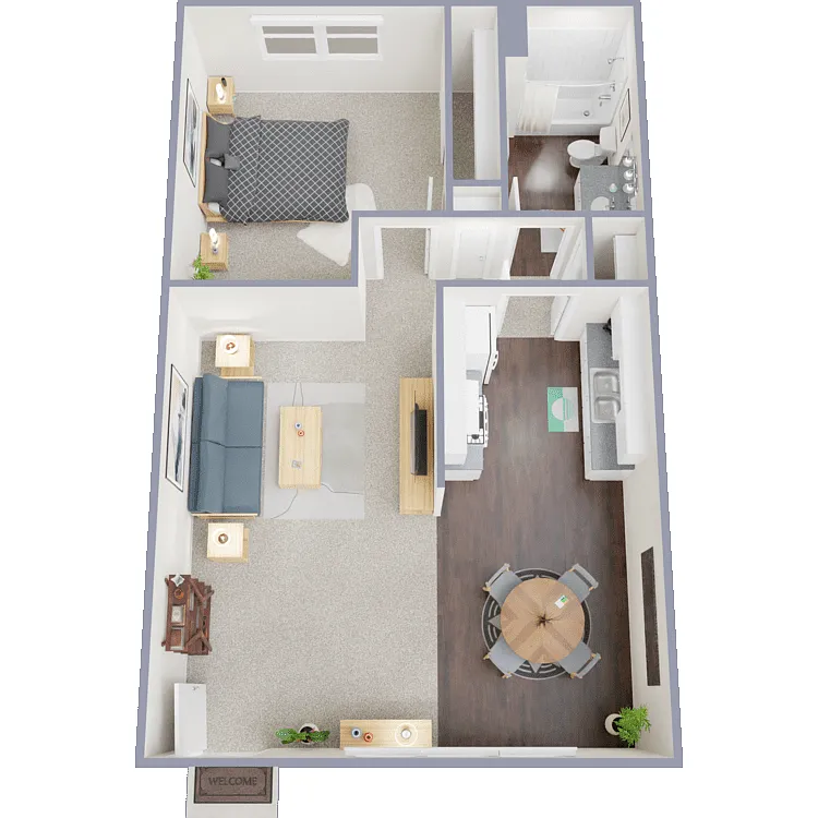 Floor plan 1 Bed 1 Bath B