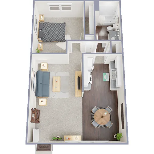 Floor plan 1 Bed 1 Bath B