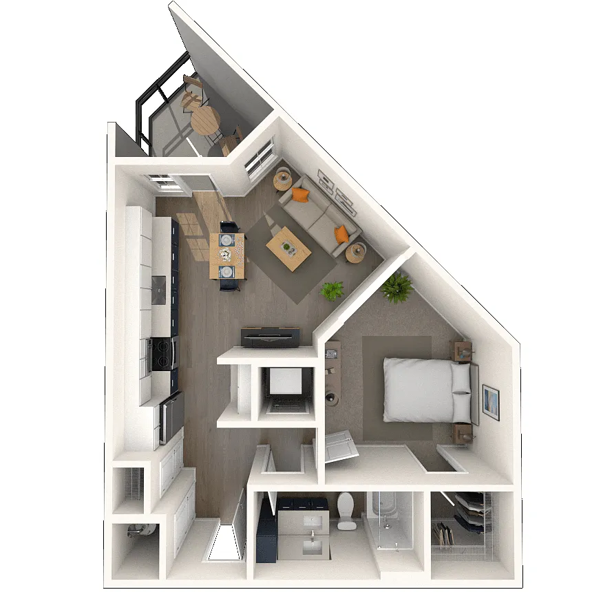 Floor plan A3.2 1x1 642 SF