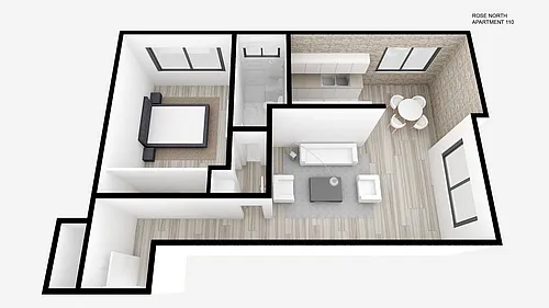 Floor plan One Bed ~ One Bath