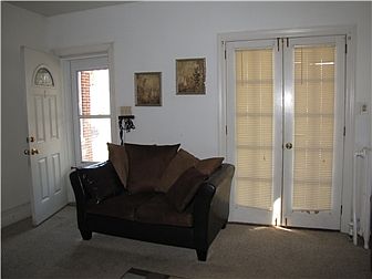 Living Room with French Doors to Covered Porch