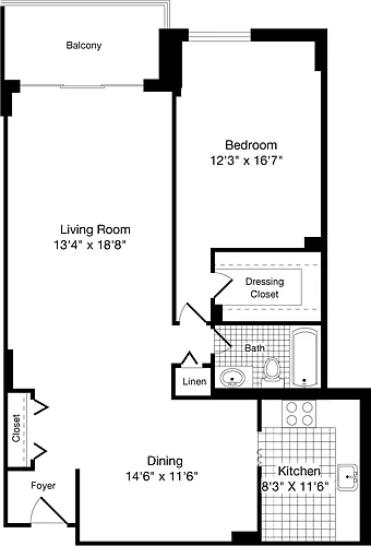 Floor plan 1 Bedroom T