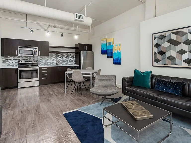 Loft Building kitchen and living area