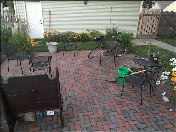 Shared backyard- brick patio