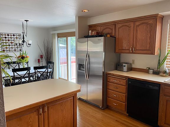 The kitchen and the dinning roon on the main level