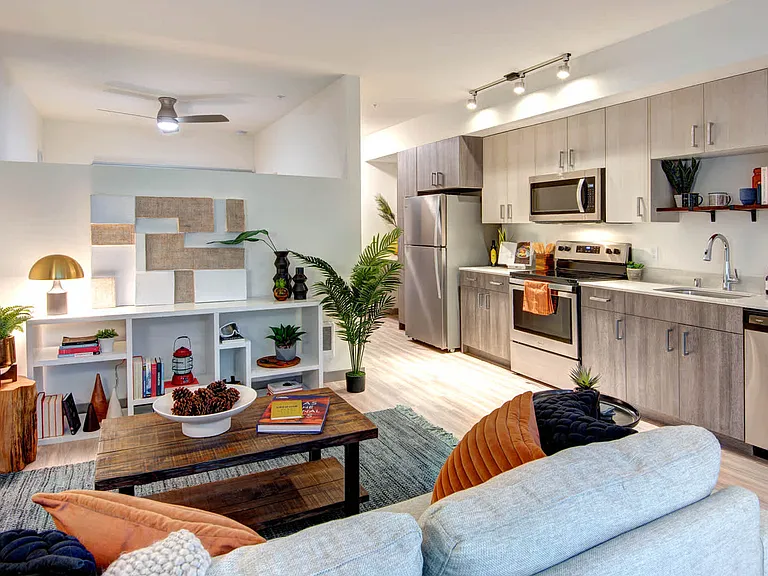 Kitchen and Living Room with Hard Surface Flooring