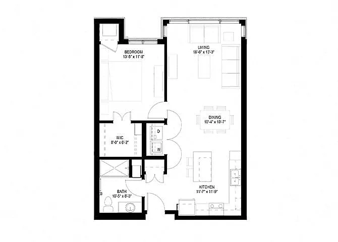 Floor plan One Bedroom - H
